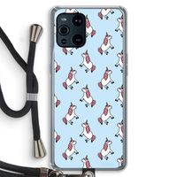 Eenhoorns overal: Oppo Find X3 Pro Transparant Hoesje met koord