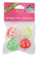 Zolux kattenspeelgoed bal met bel assorti (3 CM 4 ST) - thumbnail