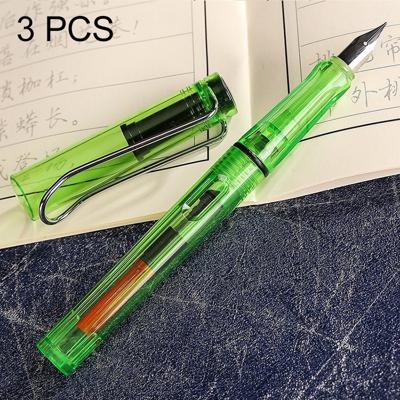 3 PC's School Office Extra fijn Titanium legering Nib transparante zuiger Vulpen (duidelijk groen) willekeurige levering (0.5mm/0.38mm Nib)