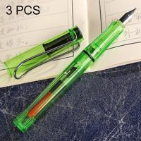 3 PC's School Office Extra fijn Titanium legering Nib transparante zuiger Vulpen (duidelijk groen) willekeurige levering (0.5mm/0.38mm Nib)