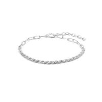 Armband Paperclip koordschakel zilver 2,8 mm 19 cm