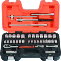 Bahco doppenset 3/8" | omkeerbare ratel | zeskant | metrisch en inch-maten - 38-delig - koffer - s380
