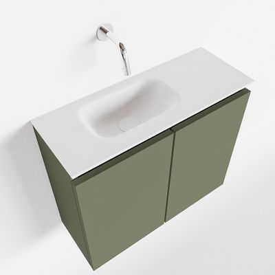Toiletmeubel Mondiaz Ture | 60 cm | Meubelkleur Army | Eden wastafel Talc Links | Zonder kraangat