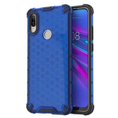 Honingraat schokbestendig PC + TPU Case voor Huawei Y6 (2019) (blauw)