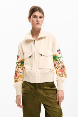 Patch bloemen jas - WHITE - M