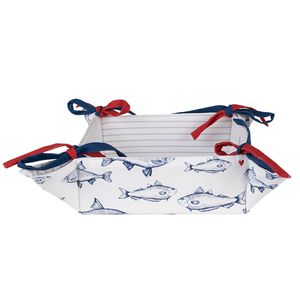 HAES DECO - Broodmand - 35x35x8 cm - 100% Katoen - Sun Sea & Fish