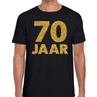 70 jaar verjaardag t-shirt - gouden glitter letters - jubileum - cadeau shirt - zwart - heren