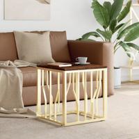 Salontafel roestvrij staal en massief gerecycled hout goudkleur