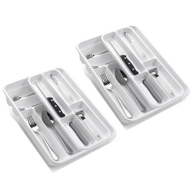 Set van 2x stuks plasticforte bestekbak - wit - 10-vaks - 2 lagen - besteklade - organizer