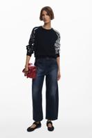 Gemarmerde magas trui - BLACK - XL