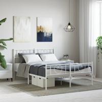 Bedframe met hoofd- en voeteneinde metaal wit 150x200 cm