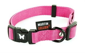 MARTIN SELLIER HALSBAND NYLON ROZE VERSTELBAAR 16 MMX30-45 CM