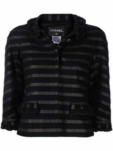 CHANEL Pre-Owned veste rayée à col claudine - Noir