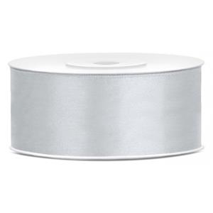 Sierlint satijn - Zilver - 2.5 cm/25 mm x 25 meter - Cadeaulint satijnlint/sierlinten - Hobby