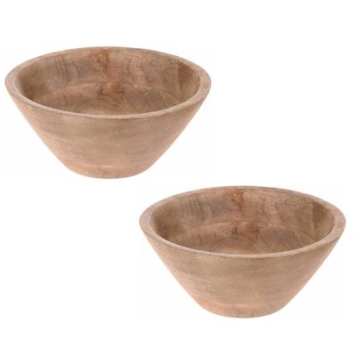 Set van 3x stuks houten ronde schaal/schalen 21 x 10 cm