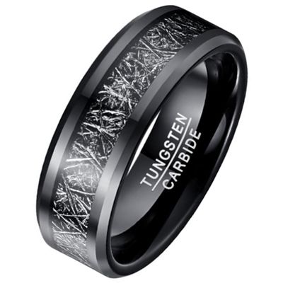 Mendes heren ring Wolfraamcarbide zwart Vermiculiet Inlay-21.5mm