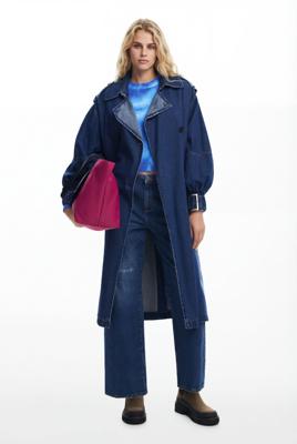 Denim trenchcoat - BLUE - XL