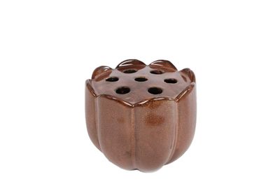 Vaas Roos M bruin aardew 14,5x14,5x12,5cm