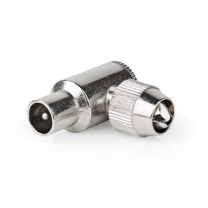 Nedis IEC (Coax) Connector | 90° Gehoekt | Male | Vernikkeld | 75 Ohm | Schroef | Diameter kabelinvoer: 7.0 mm | Metaal | Zilver | 2 Stuks | Doos -