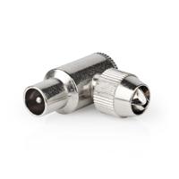 Nedis IEC (Coax) Connector | 90° Gehoekt | Male | Vernikkeld | 75 Ohm | Schroef | Diameter kabelinvoer: 7.0 mm | Metaal | Zilver | 2 Stuks | Doos -