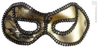 Oogmasker zwart/goud met kant op ogen