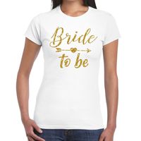 Bride to be Cupido goud glitter t-shirt wit dames - thumbnail