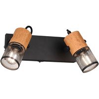 LED Wandspot - Trion Yosh - E14 Fitting - 2-lichts - Rechthoek - Mat Zwart - Aluminium - thumbnail