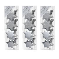 24x stuks kunststof kersthangers sterren zilver 6 cm kerstornamenten - Kersthangers - thumbnail