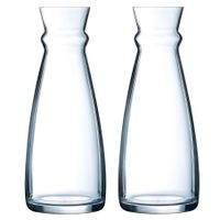 2x stuks glazen schenkkan/karaf 1 liter