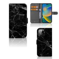 iPhone 14 Pro Max | Bookcase | Marmer Zwart - Origineel Cadeau Vader