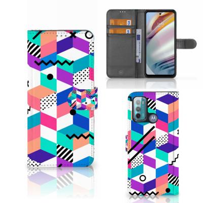 Motorola Moto G60 | Book Case | Blokken Kleurrijk | Portemonnee hoesje