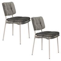 Housecraft Living Franck Eetkamerstoelen Velours Grijs - Set van 2