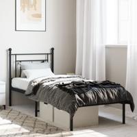 Bedframe met hoofdbord metaal zwart 80x200 cm - thumbnail