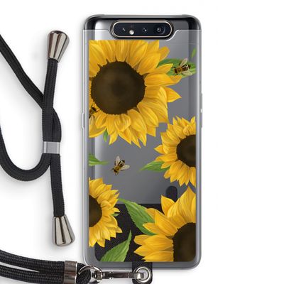 Sunflower and bees: Samsung Galaxy A80 Transparant Hoesje met koord