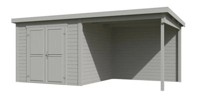 Blokhut met overkapping Lars 500x250 Platinum Grey - Outdoor life