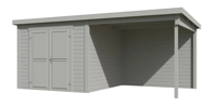 Blokhut met overkapping Lars 500x250 Platinum Grey - Outdoor life