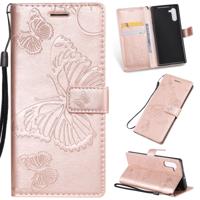Gedrukt afdrukken Butterfly patroon horizontale Flip PU lederen draagtas met houder & kaartsleuven & portemonnee & Lanyard voor Galaxy Note 10 (Rose g