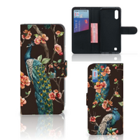 Samsung Galaxy M10 Telefoonhoesje met Pasjes Pauw met Bloemen - thumbnail