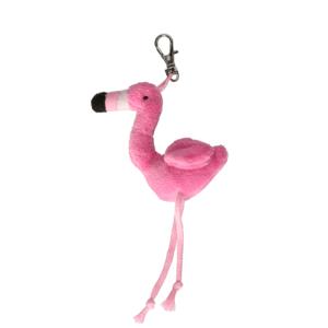 Nature Planet Flamingo vogel sleutelhanger - pluche knuffeltjes - roze - 6 cm