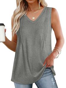 V Neck Casual Plain Loose Tank Top