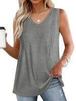 V Neck Casual Plain Loose Tank Top - thumbnail