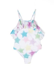 Andorine maillot de bain imprimé à volants - Blanc