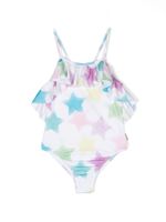 Andorine maillot de bain imprimé à volants - Blanc