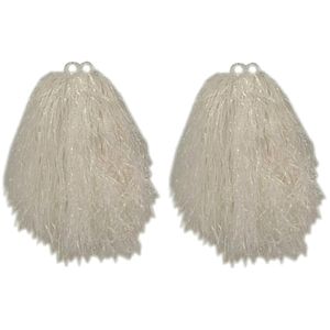 4x Stuks cheerball/pompom wit met ringgreep 33 cm