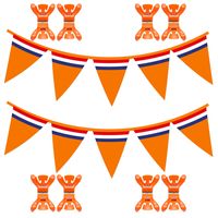 Oranje vlaggetjes/vlaggenlijn versiering set met 2 slingers van 10 m voor binnen