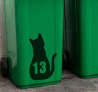 Container sticker kat met huisnummer