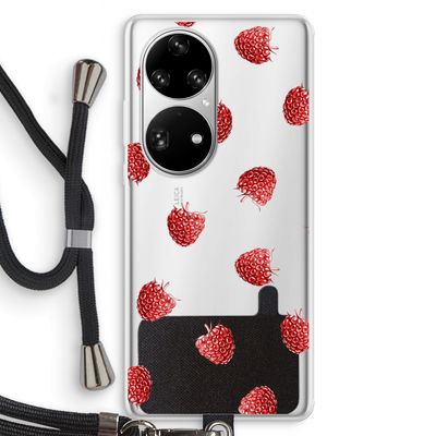 Framboosjes: Huawei P50 Pro Transparant Hoesje met koord