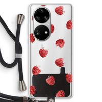 Framboosjes: Huawei P50 Pro Transparant Hoesje met koord