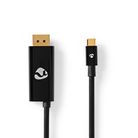 USB-C Adapter | USB 3.2 Gen 1 | USB-C Male | DisplayPort Male / USB-C Female | 8K@30Hz | 2.00 m | Rond | Vernikkeld | PVC | Zwart | Envelop