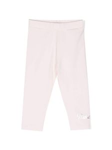 Moncler Enfant logo-lettering jersey leggings - Rose